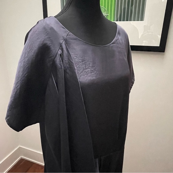 Topshop Navy Silk Shift Dress - Picture 2 of 7